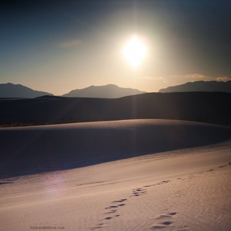 Footprints in Sand Dunes — White