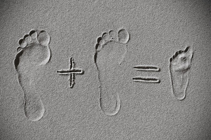 Footprints in Sand — Gray, Calm, Photograph