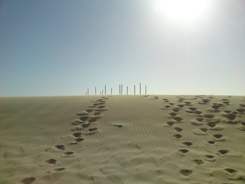 Footprints in the desert sand
