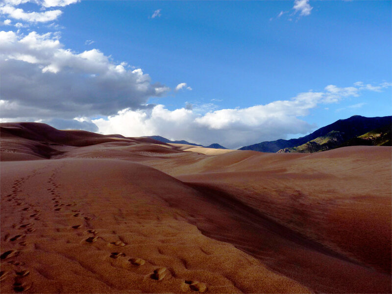 Footprints in the sand dunes