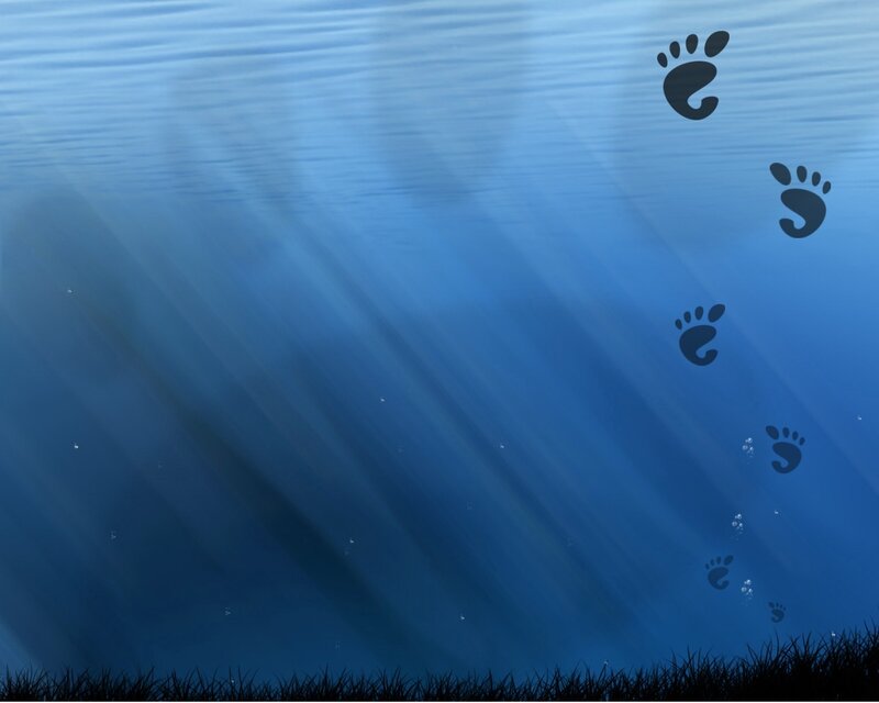 footprints in underwater scene