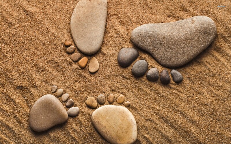 Footprints Made of Stones — Brown, Serene, Photograph