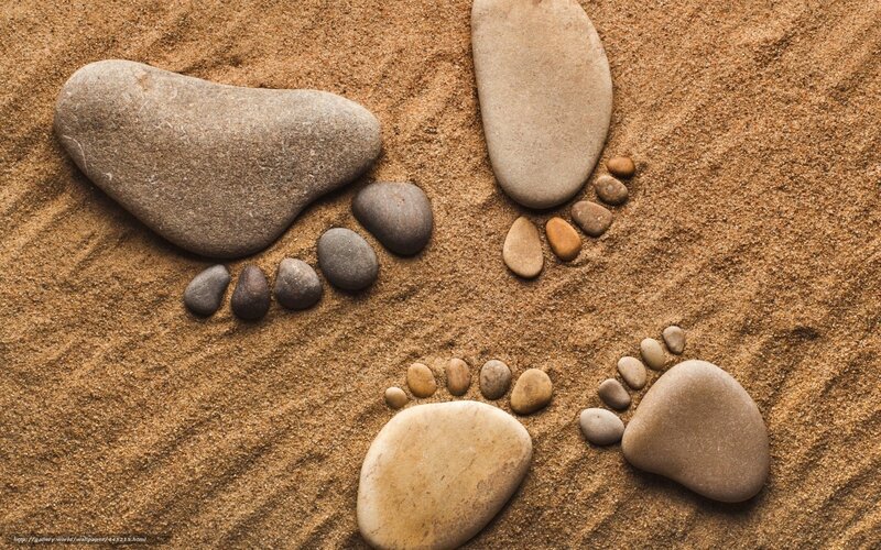 Footprints made of stones