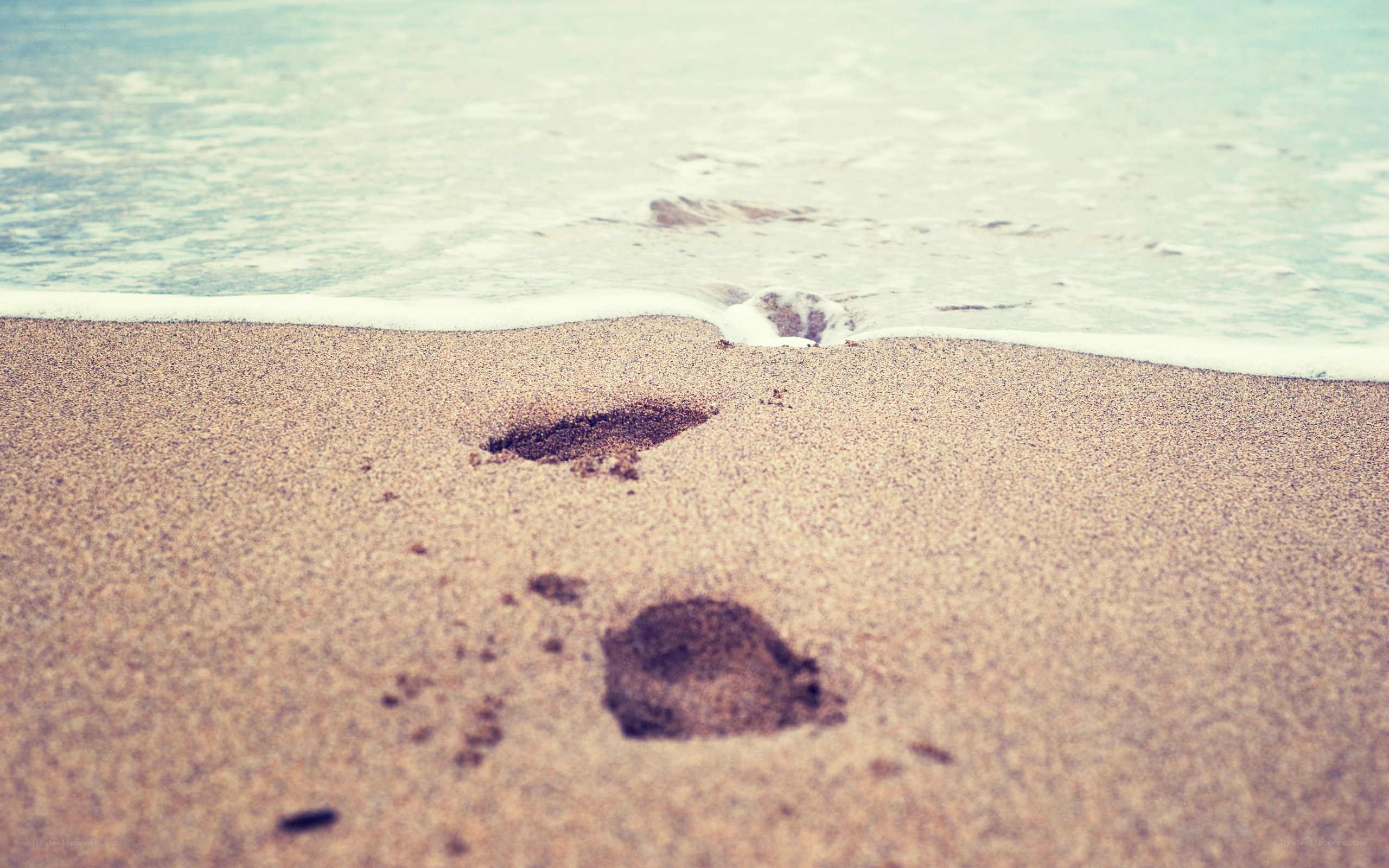 Footprints on a sandy beach
