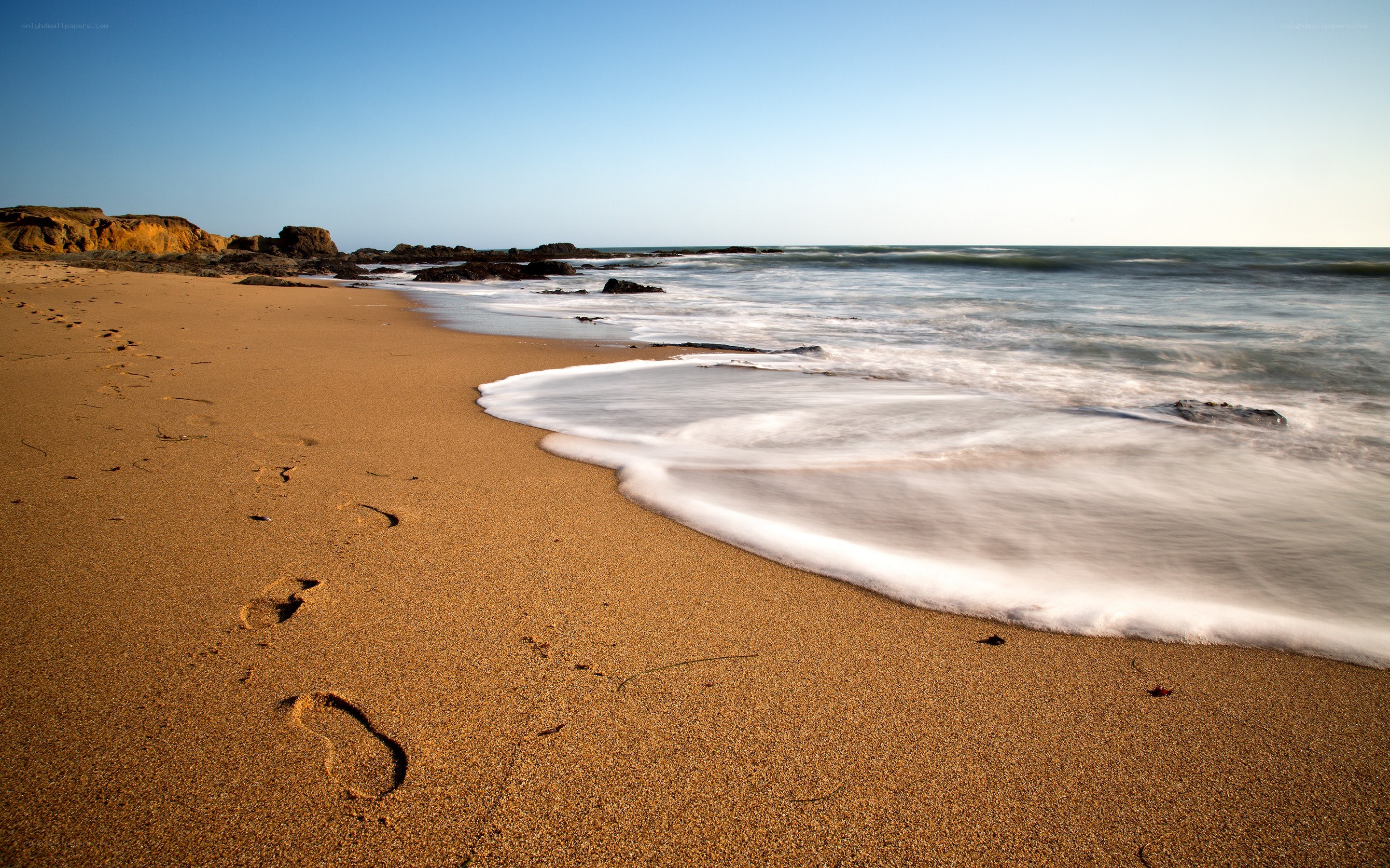 Footprints on a sandy beach