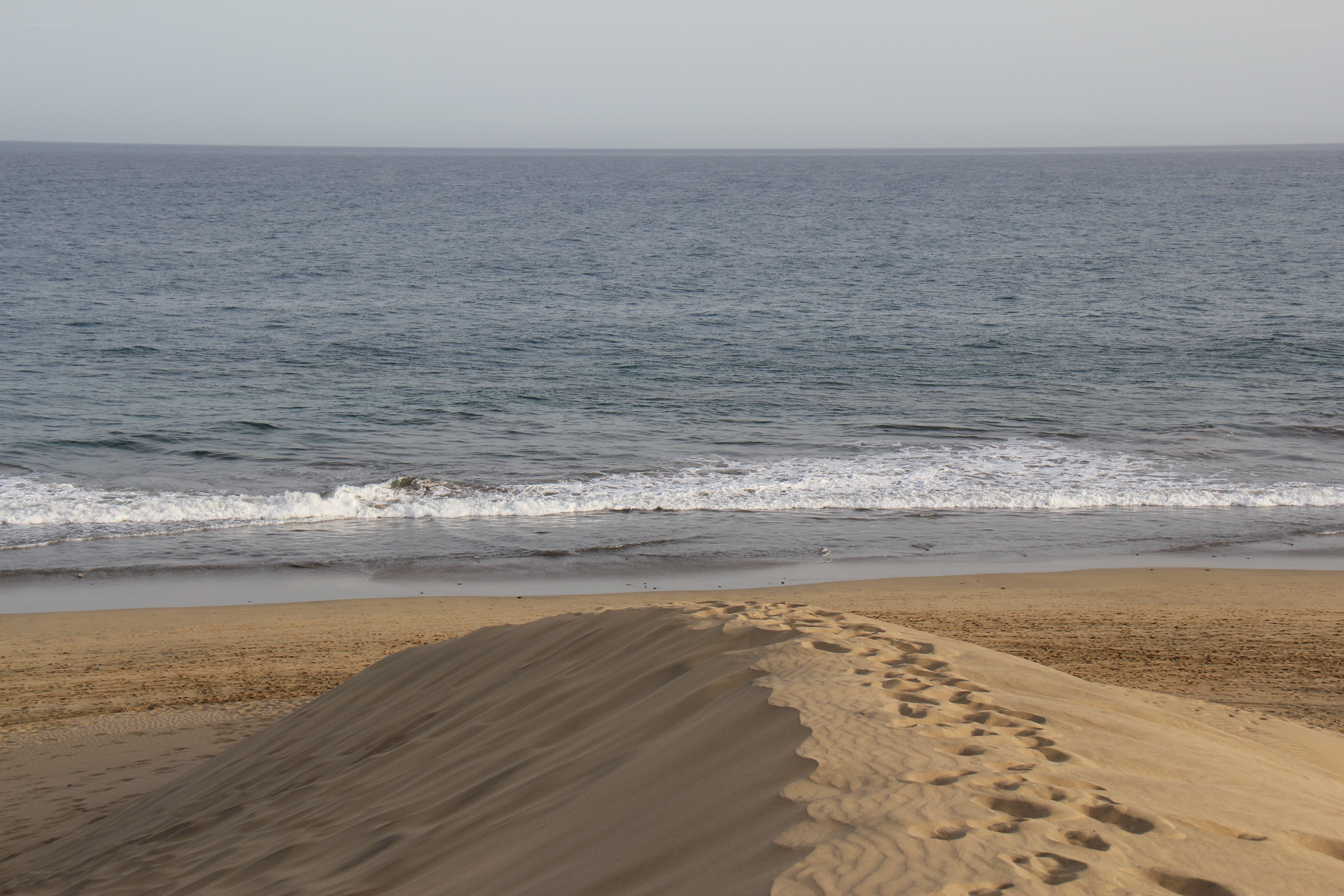 Footprints on a sandy beach