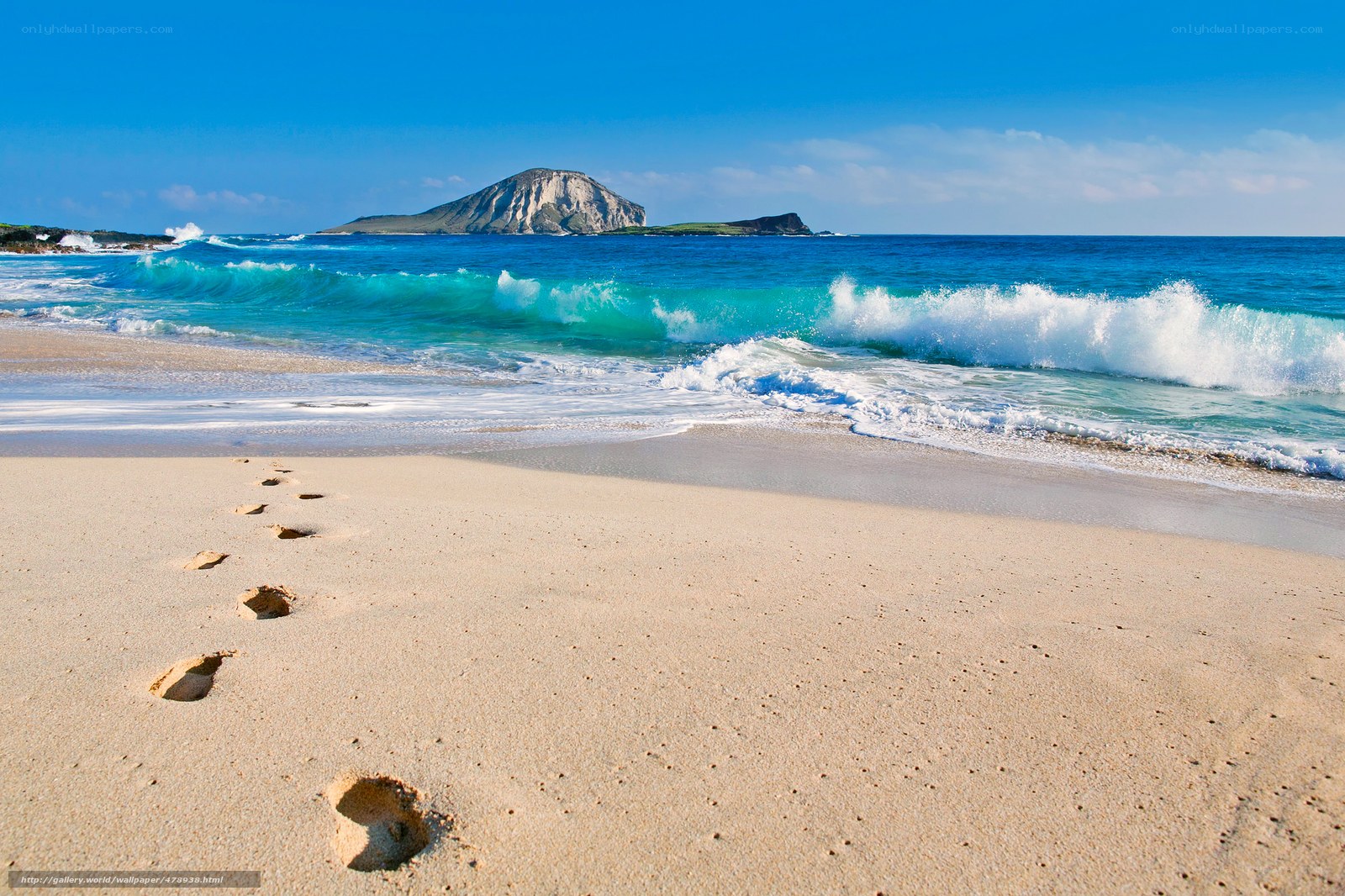 Footprints on a tropical beach