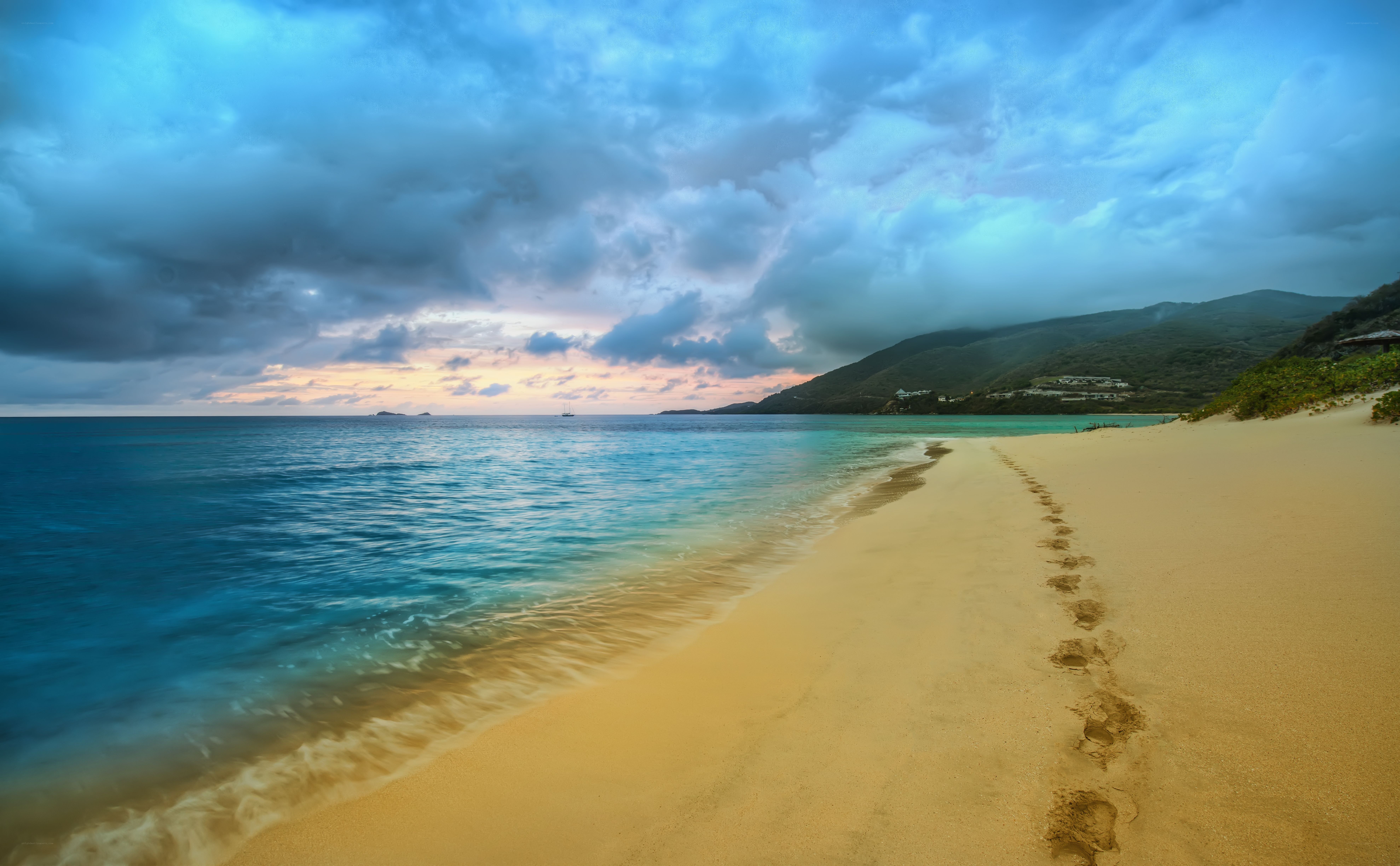 Footprints on a tropical beach