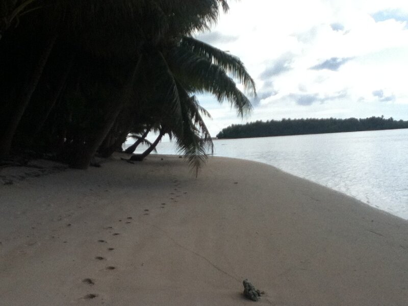 footprints on a tropical beach