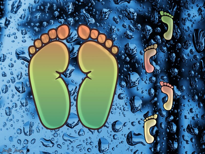 Footprints on a wet surface
