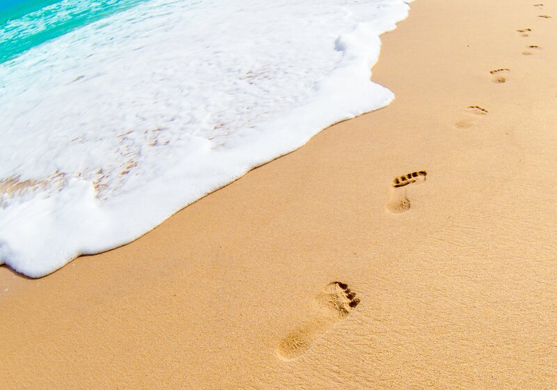 Footprints on Beach — Beige