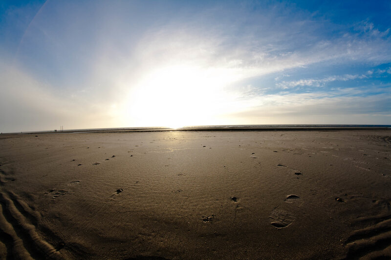 Footprints on Beach — Blue