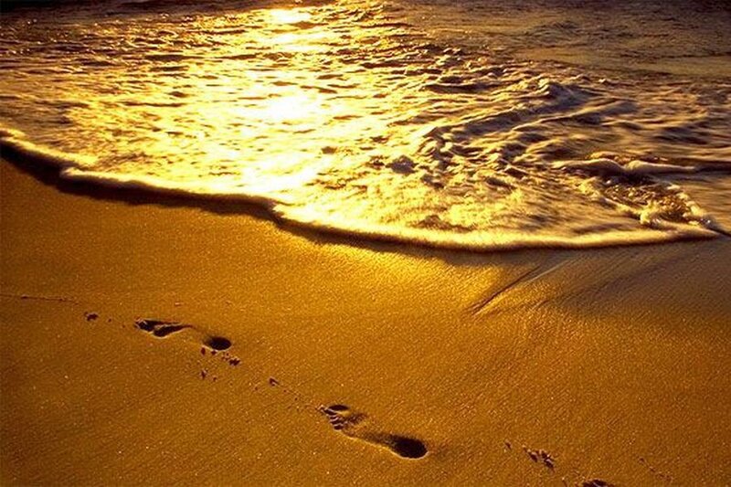 Footprints on Beach — Gold