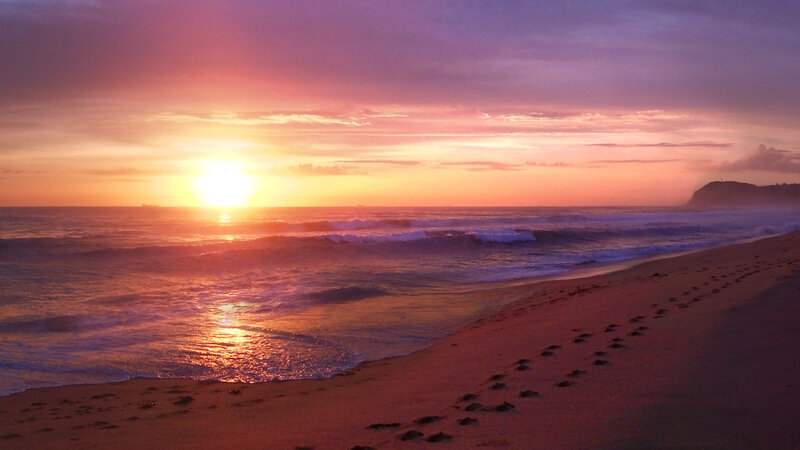 Footprints on Beach — Purple