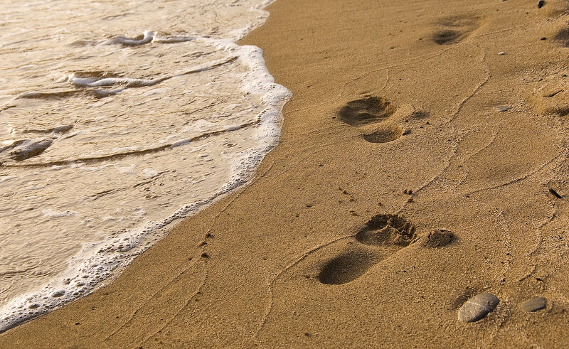 Footprints on Beach Sand