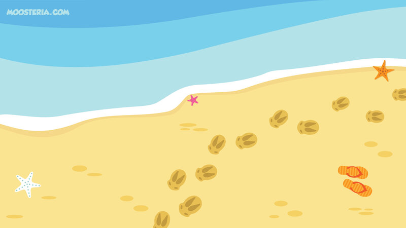 Footprints on Beach — Yellow, Serene