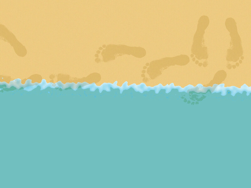 Footprints on Beach — Yellow