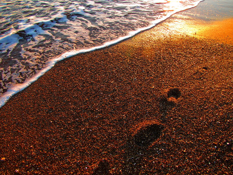 Footprints on Pebble Beach