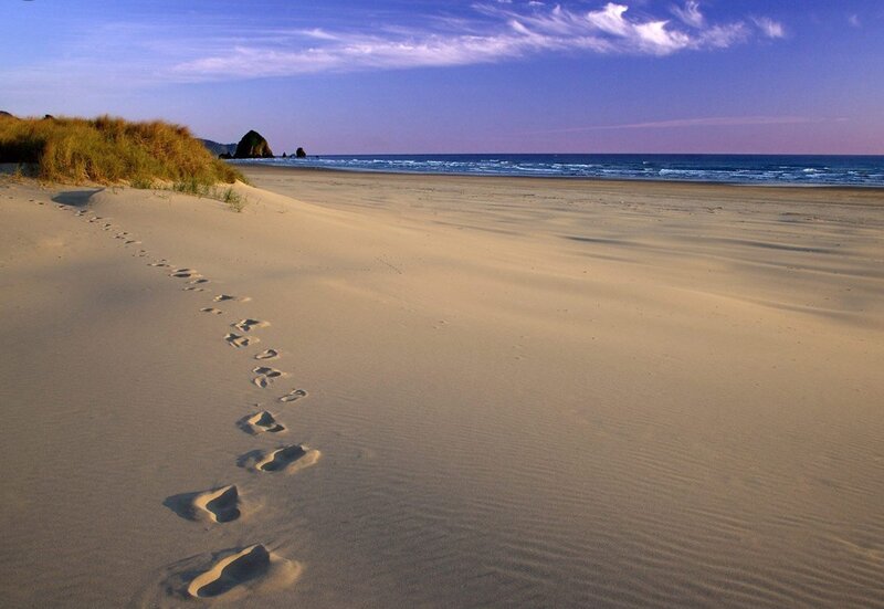Footprints on Sandy Beach — Beige