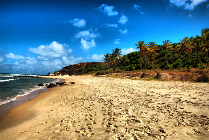 Footprints on Sandy Beach — Blue