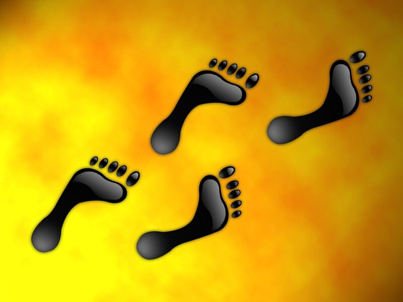 footprints on yellow background