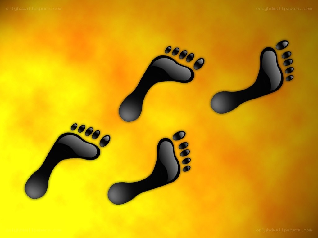 footprints on yellow background