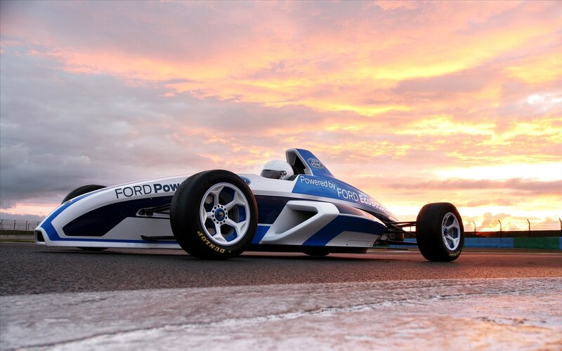 Ford EcoBoost race car at sunset