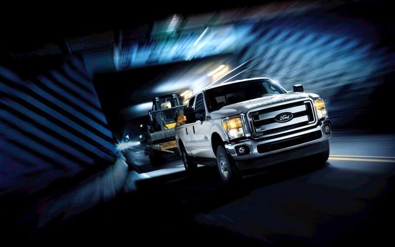 Ford F-150 in motion at night