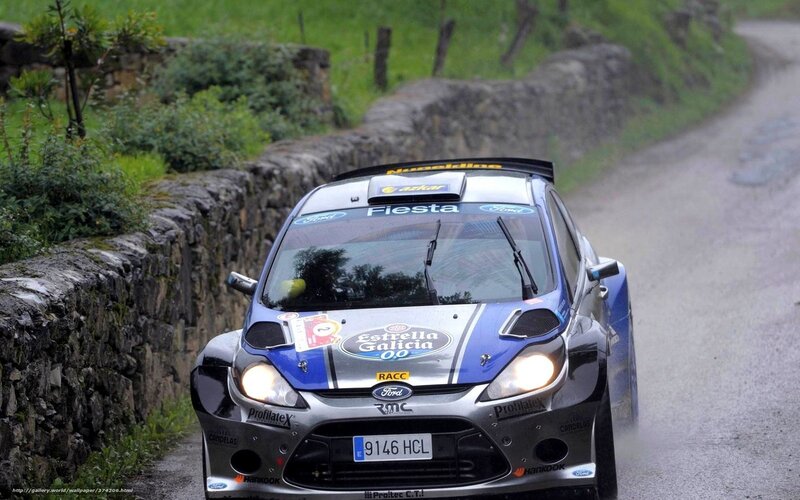 Ford Fiesta rally car on road