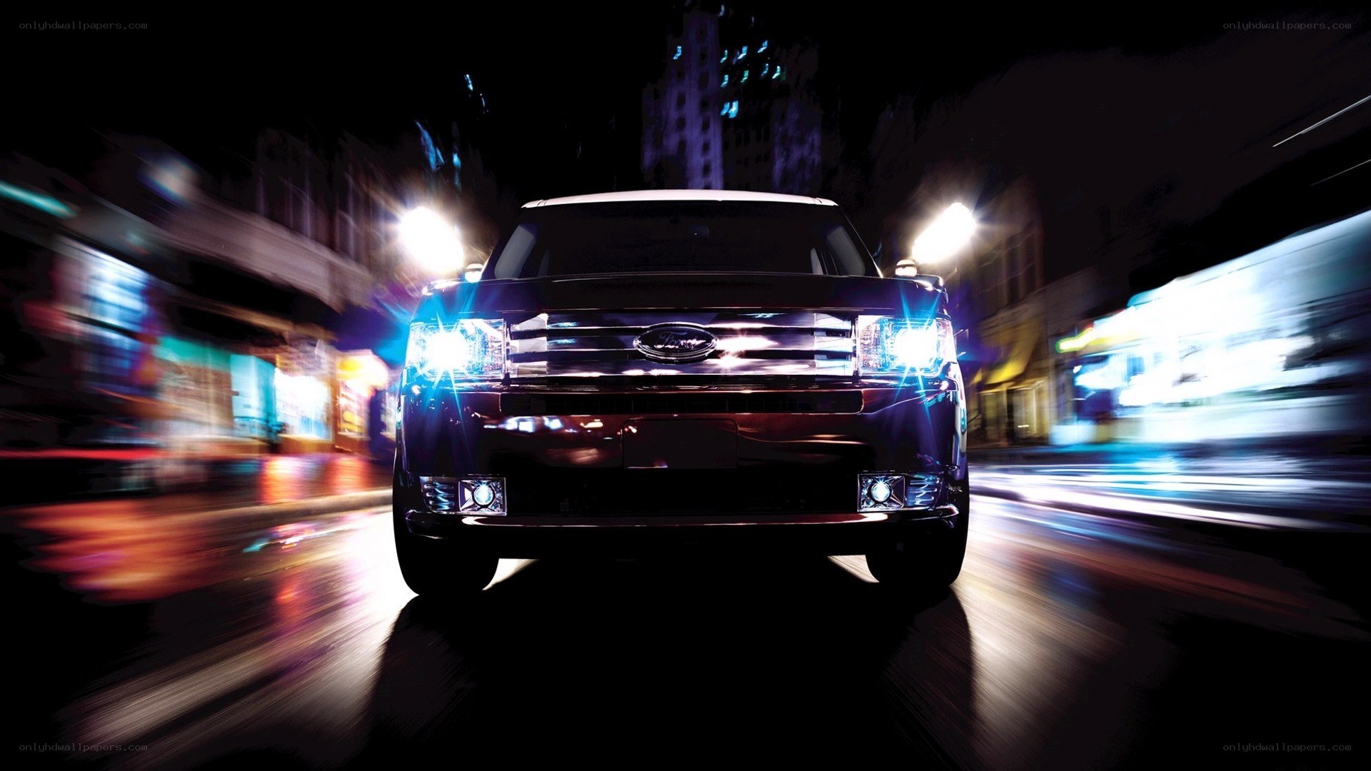 Ford Flex at night in city