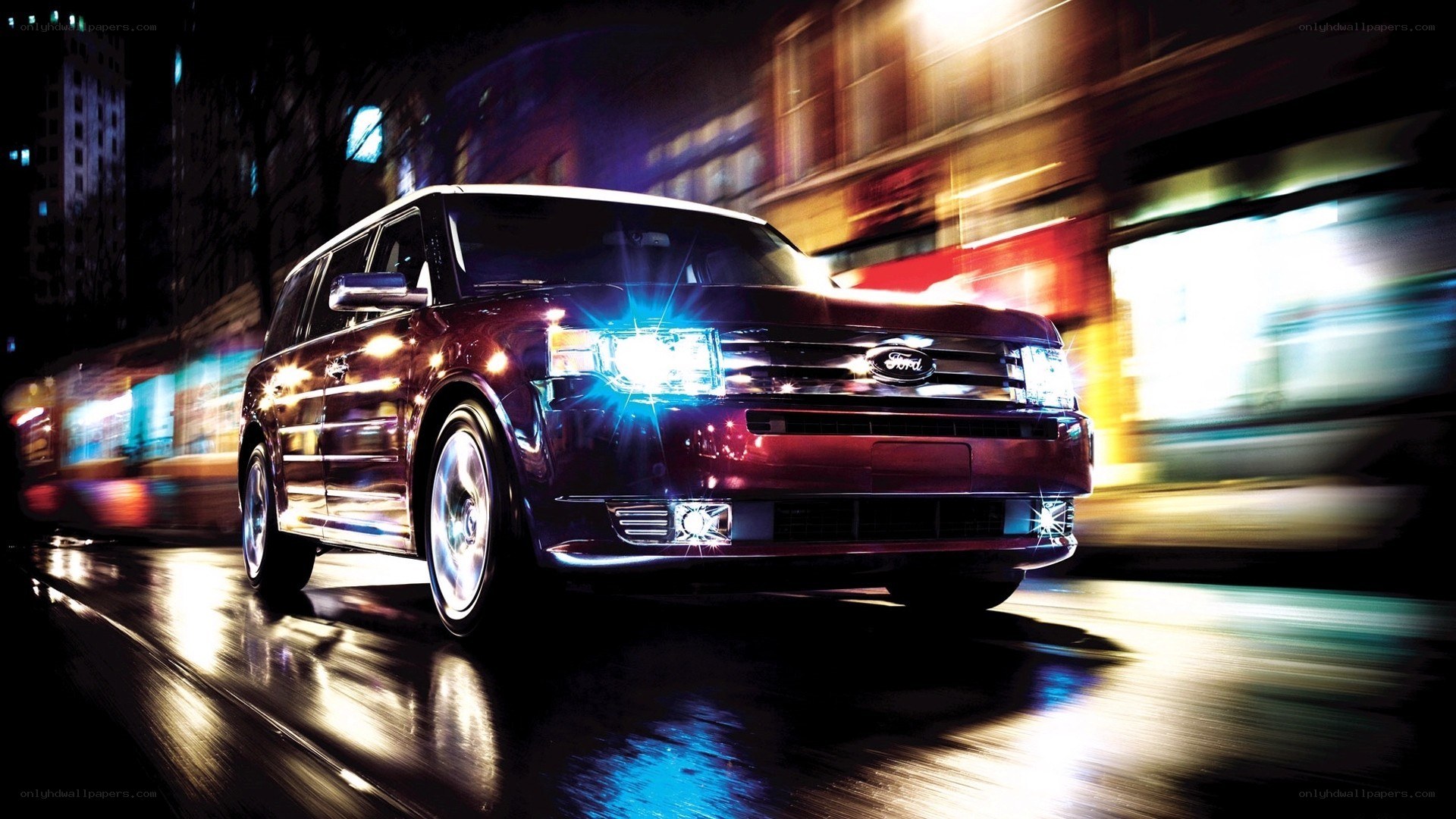 Ford Flex driving at night