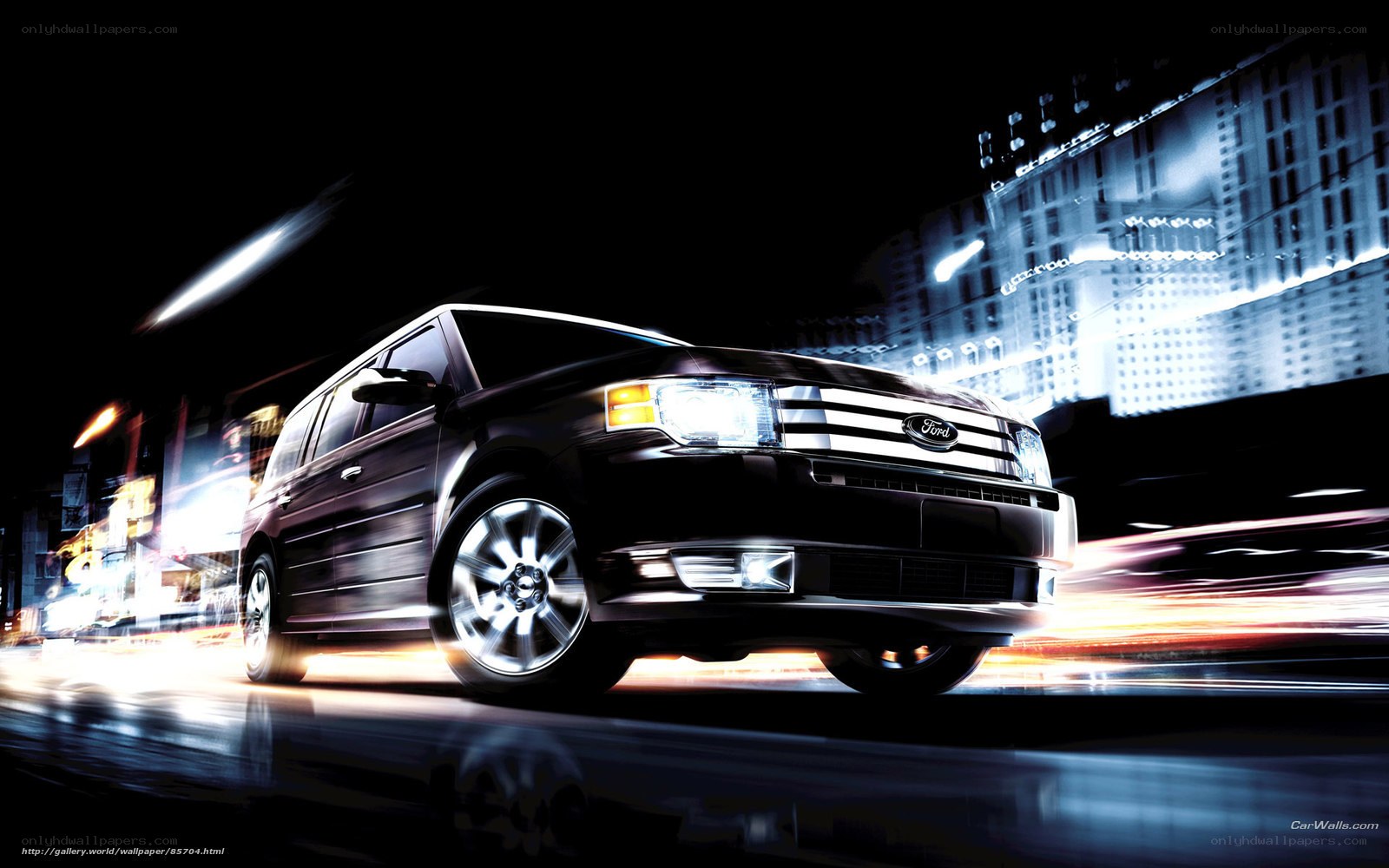 Ford Flex in city at night