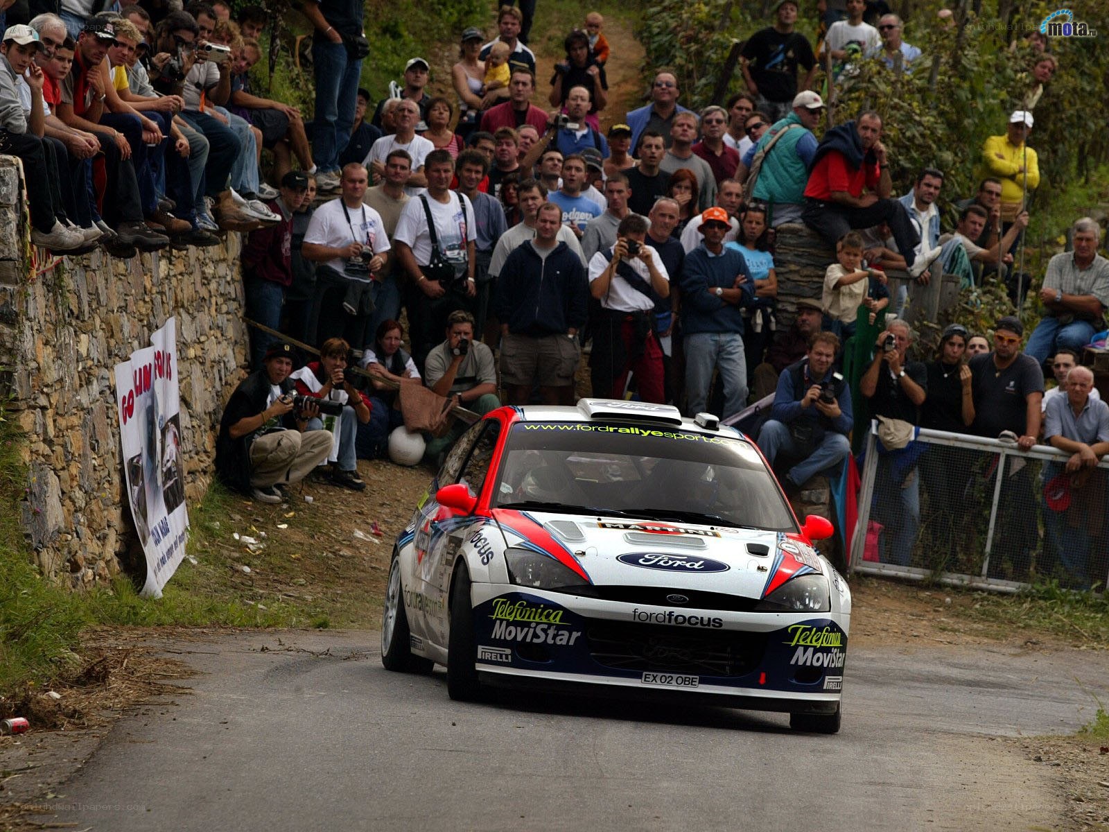 Ford Focus rally car on a road