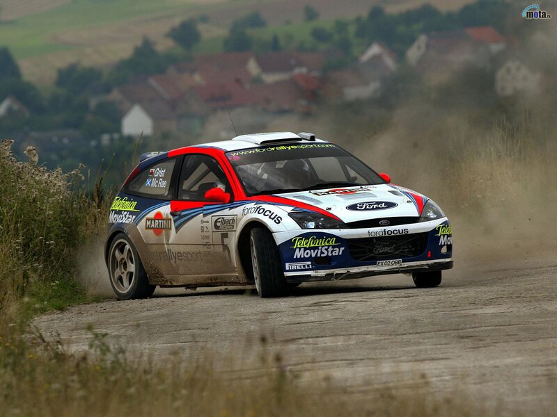 Ford Focus rally car on dirt road