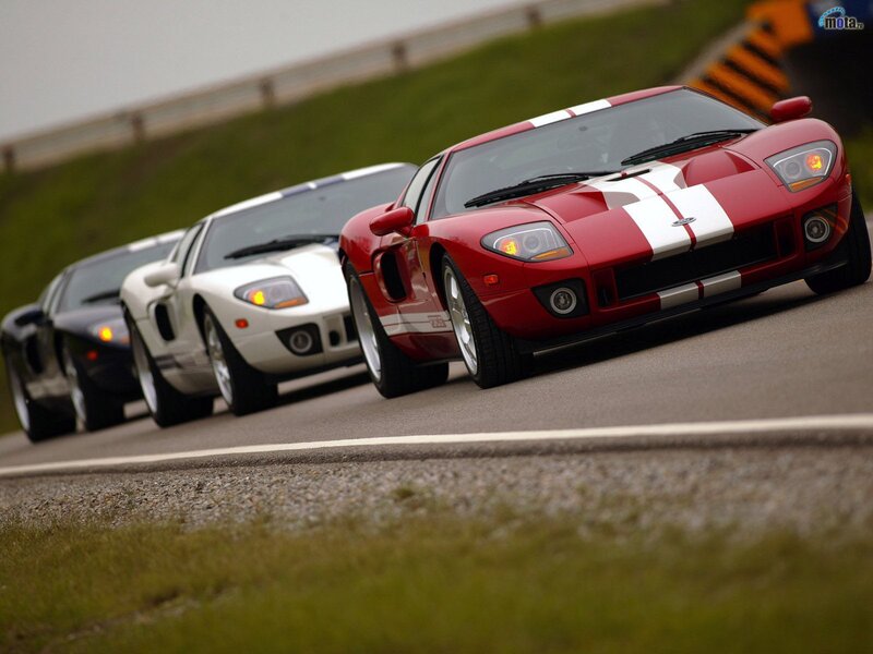 Ford GT cars on a racetrack