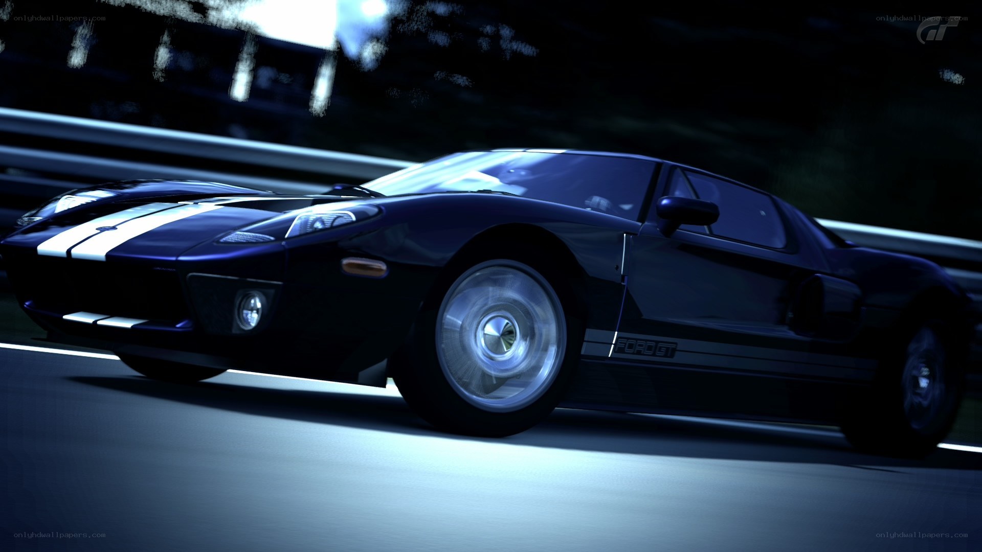 Ford GT racing at night