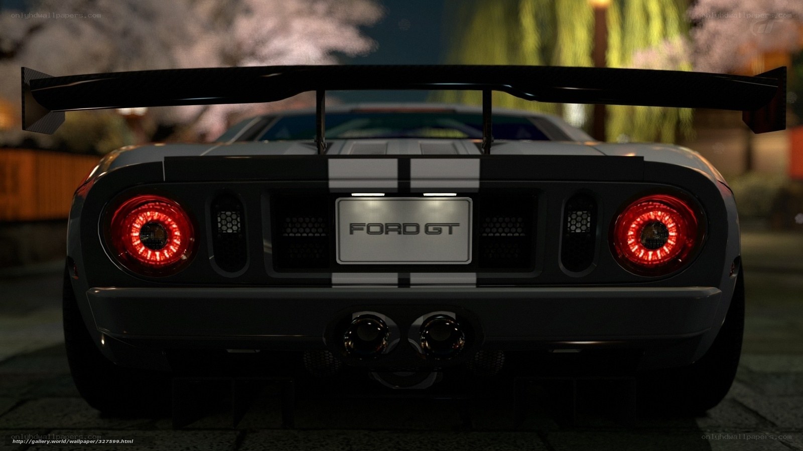 Ford GT rear view at night