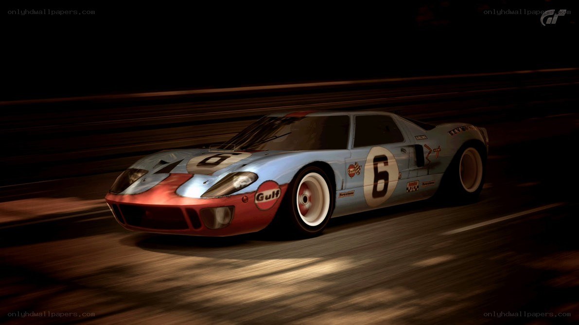 Ford GT40 racing at night