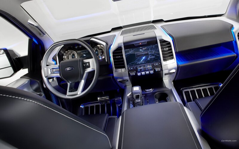 Ford interior with blue lighting