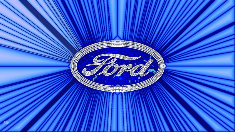 Ford Logo on Blue Background — Dramatic