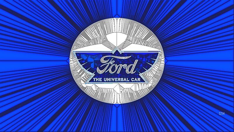 Ford Logo on Blue Background — Dynamic, Digital Art, Text