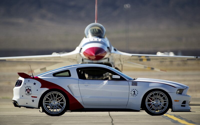 Ford Mustang and fighter jet