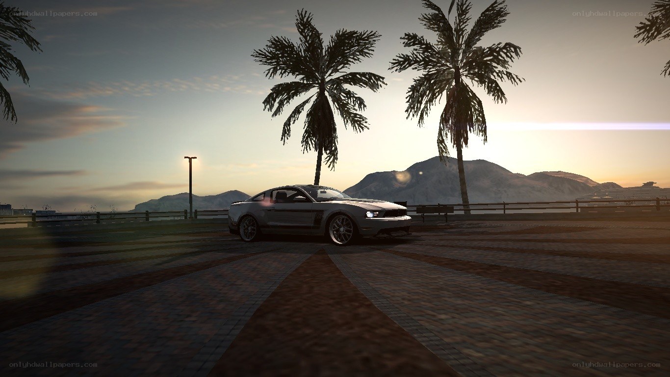Ford Mustang at sunset
