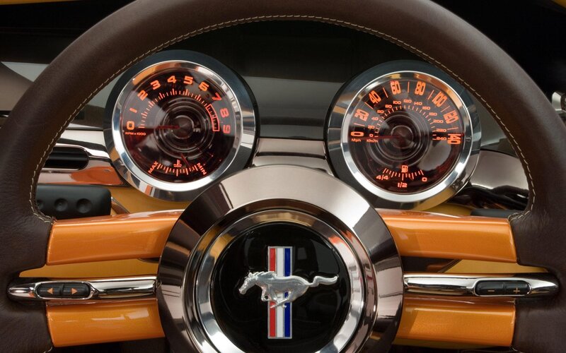 Ford Mustang Dashboard — Brown, Modern, Photograph, Steering Wheel