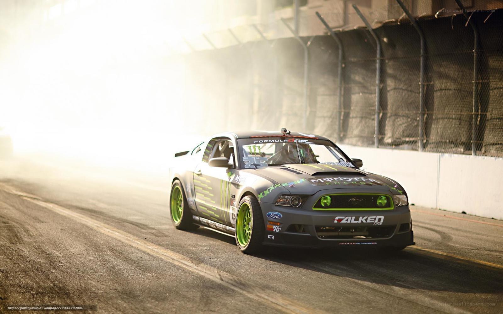 Ford Mustang drifting on track