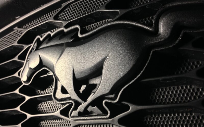 Ford Mustang Emblem — Black, Dramatic, Photograph, Grille, Horse, Metal