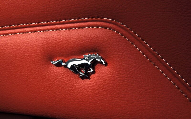 Ford Mustang emblem on leather