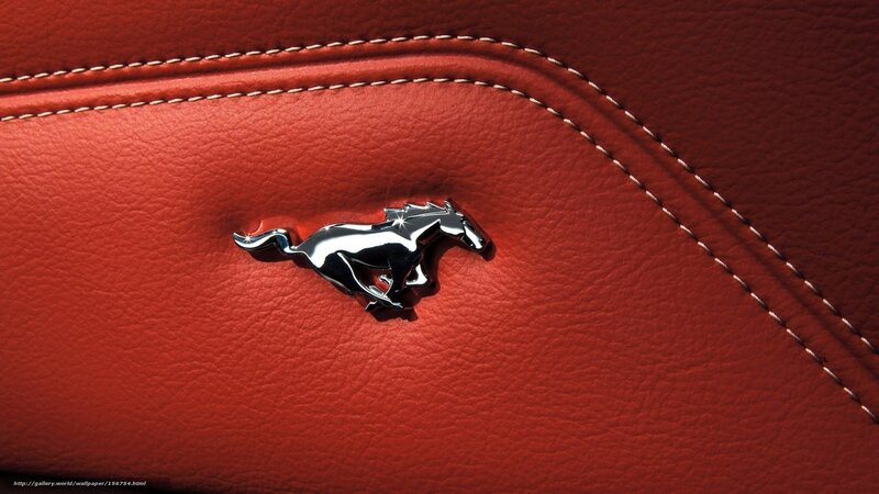 Ford Mustang emblem on leather