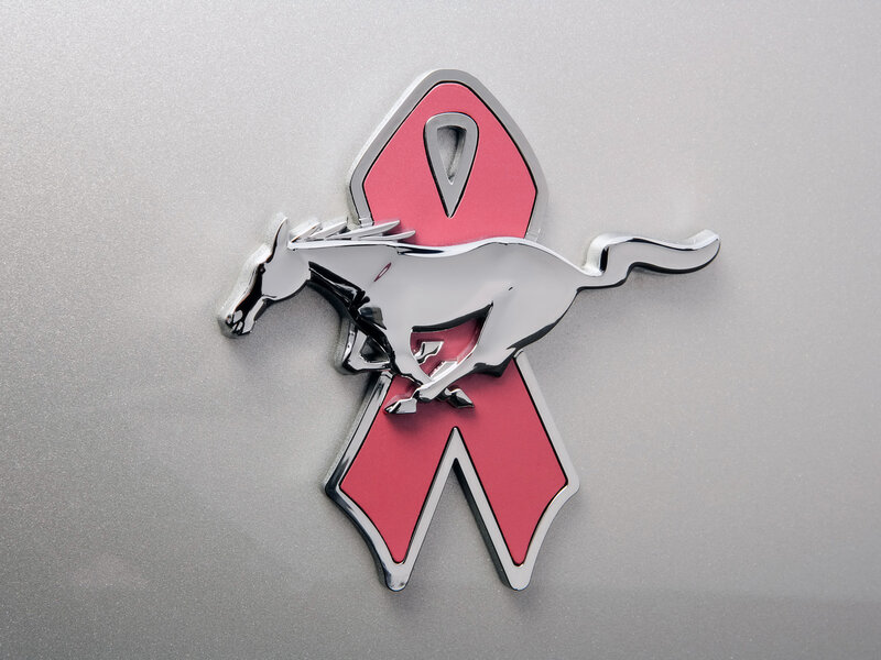 Ford Mustang emblem with pink ribbon