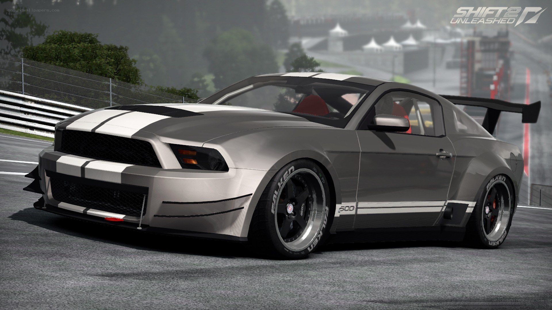Ford Mustang on a racetrack